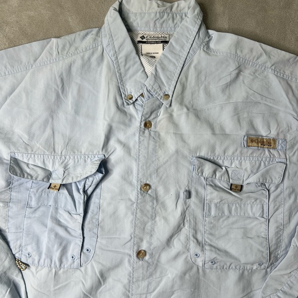 Columbia Shirt Mens 2XLarge Blue Vented Fishing Button Up Long Sleeve - Picture 13 of 13